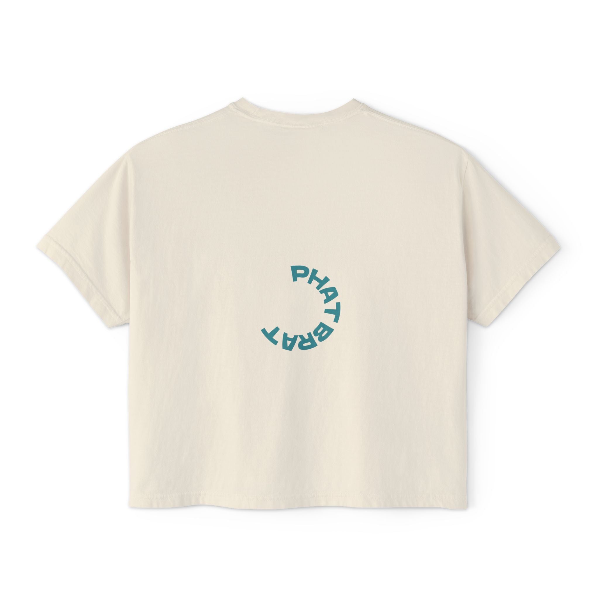 Certified Phat Brat Women's Boxy Tee – Retro Circular Text Graphic