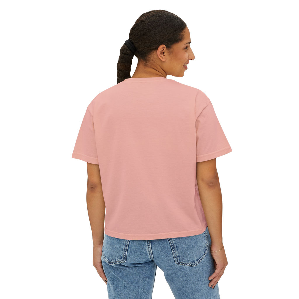 Certified Phat Brat Women's Boxy Tee – Retro Circular Text Graphic