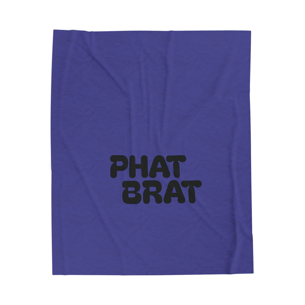 Plush Blanket — "PHAT BRAT" Bold Retro Text Throw (Velveteen Soft Cozy)