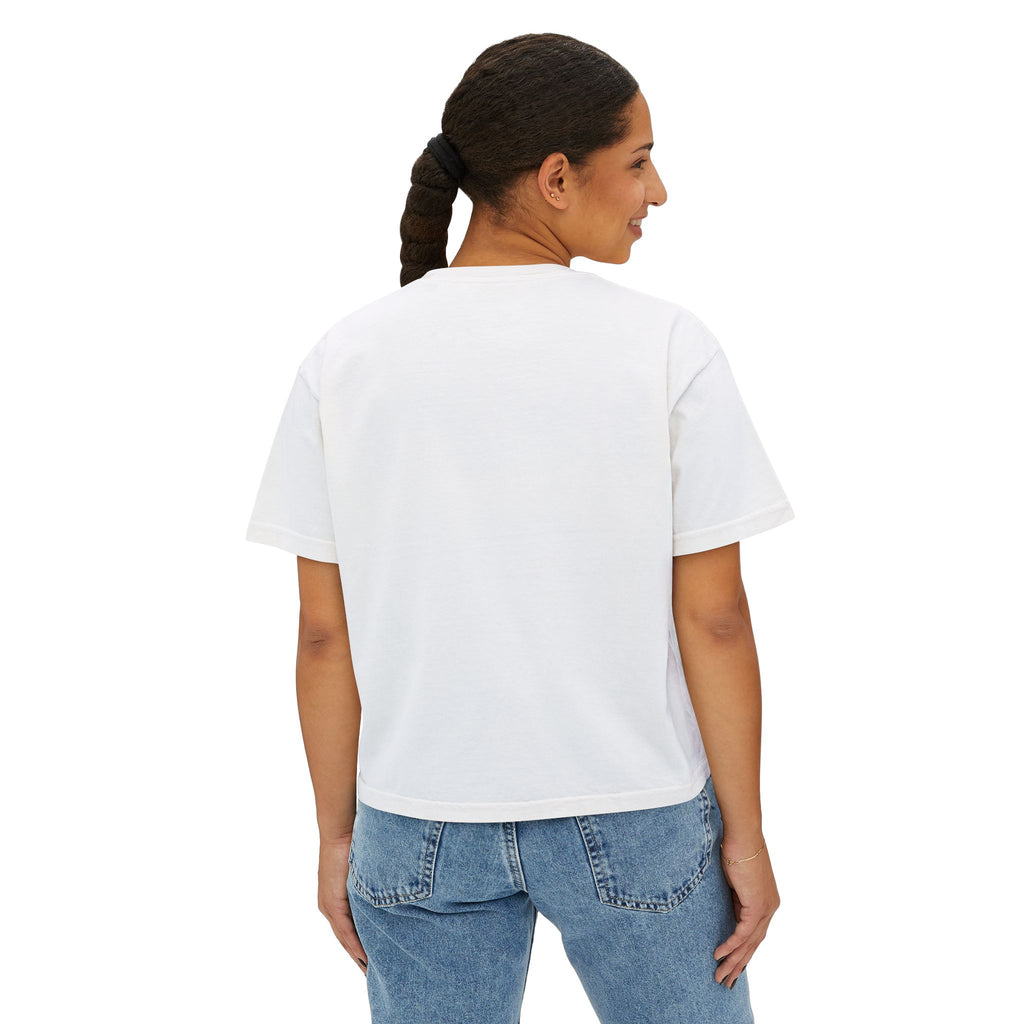 Certified Phat Brat Women's Boxy Tee – Retro Circular Text Graphic