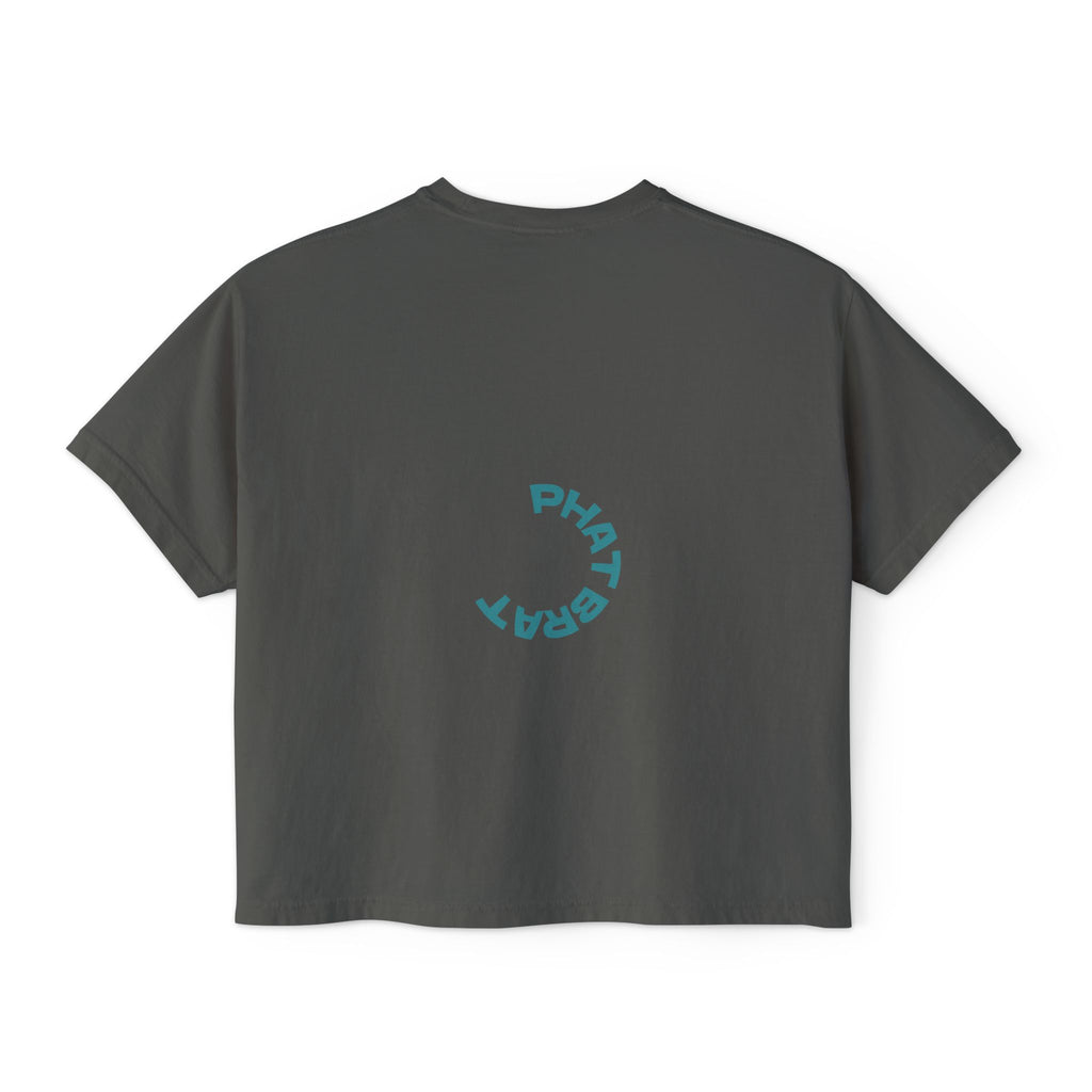 Certified Phat Brat Women's Boxy Tee – Retro Circular Text Graphic