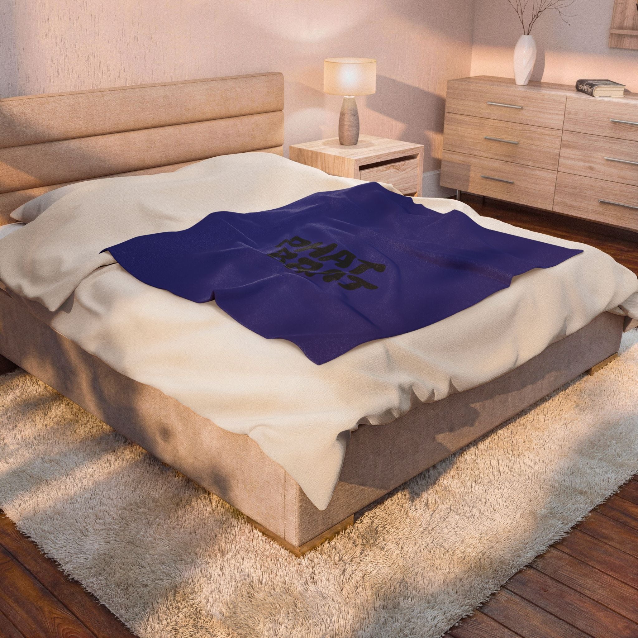 Plush Blanket — "PHAT BRAT" Bold Retro Text Throw (Velveteen Soft Cozy)