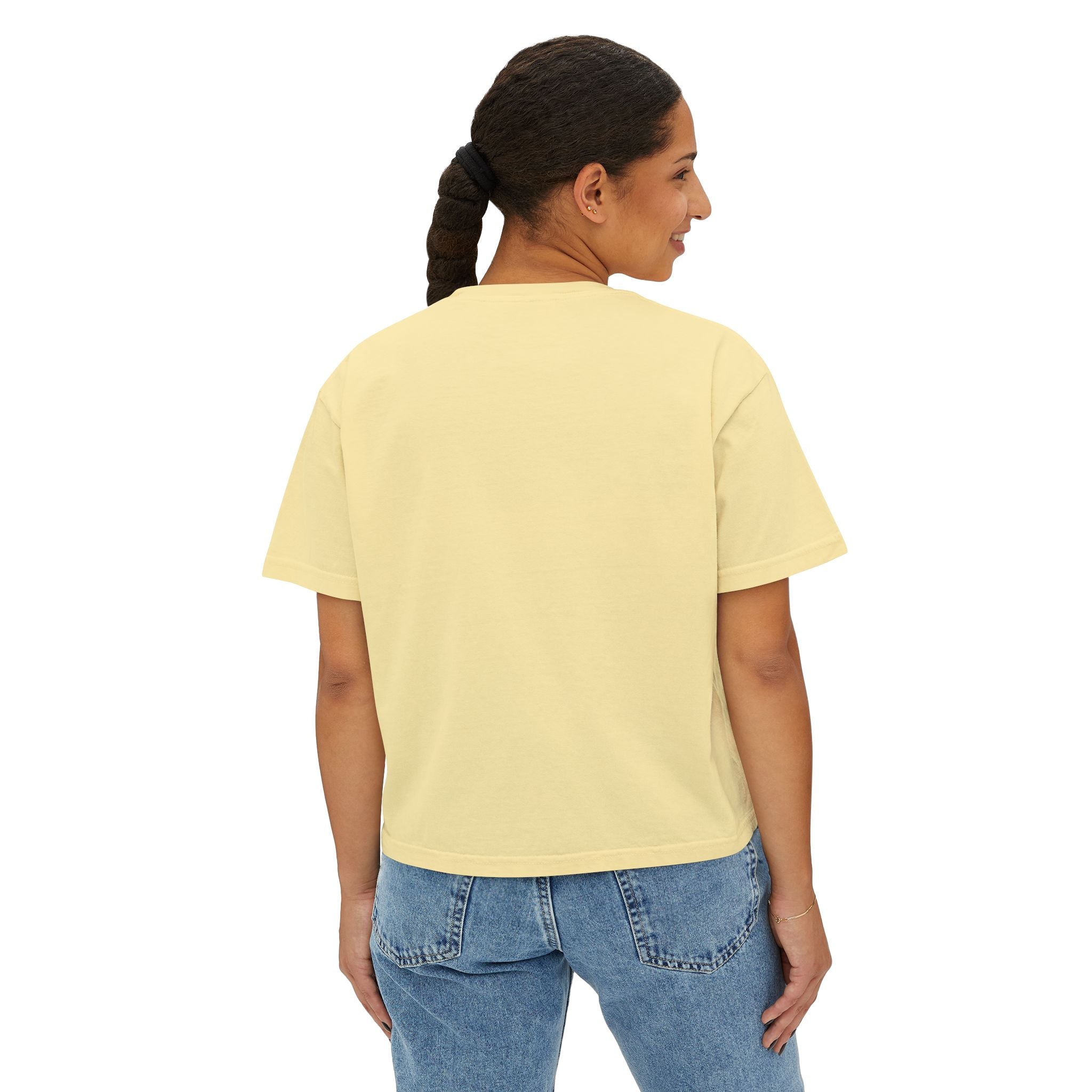 Certified Phat Brat Women's Boxy Tee – Retro Circular Text Graphic
