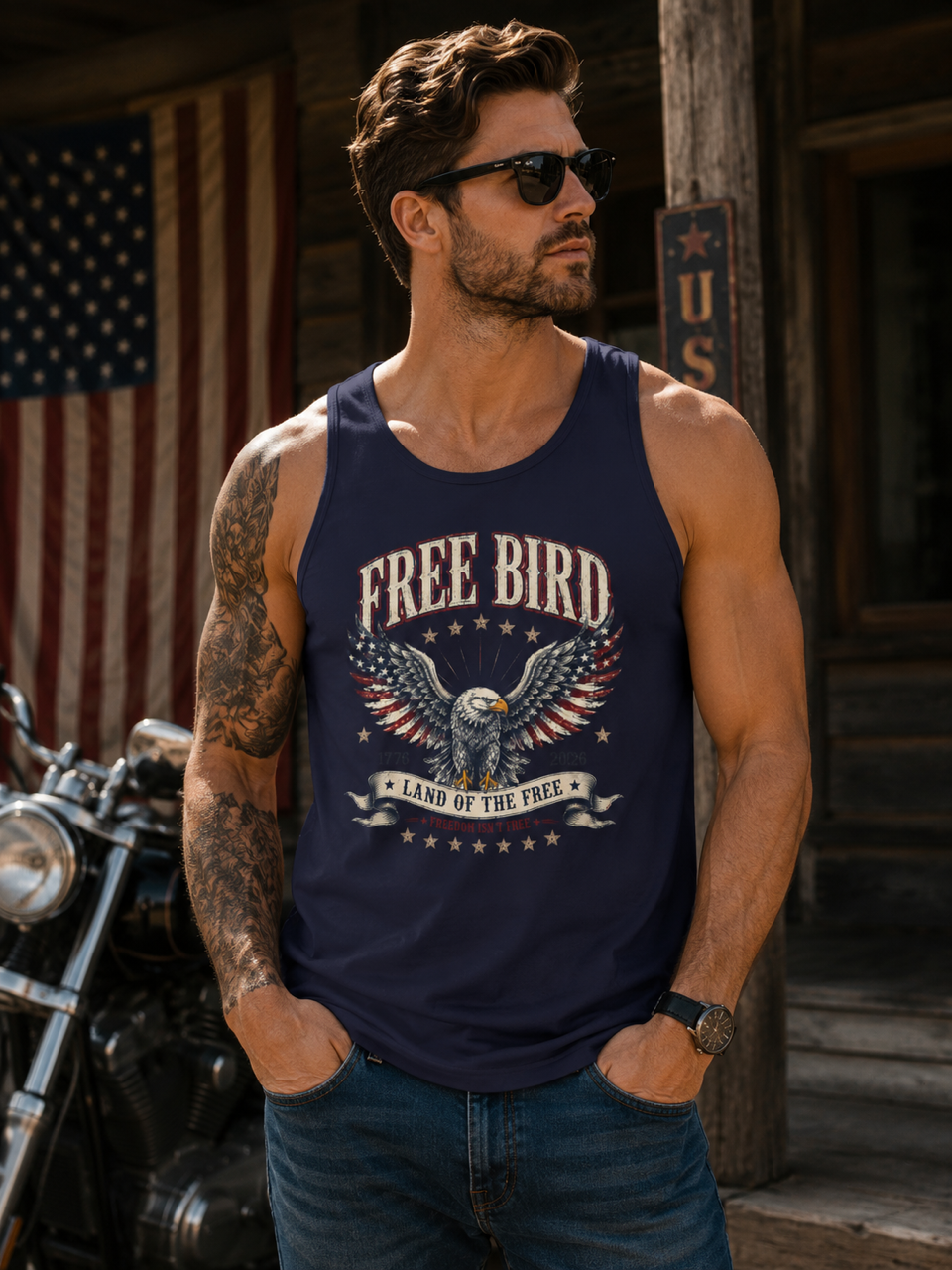 Tank Top — "Free Bird" Eagle America Graphic Tee