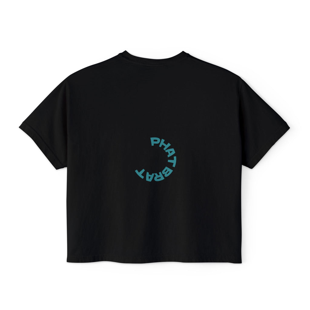 Certified Phat Brat Women's Boxy Tee – Retro Circular Text Graphic