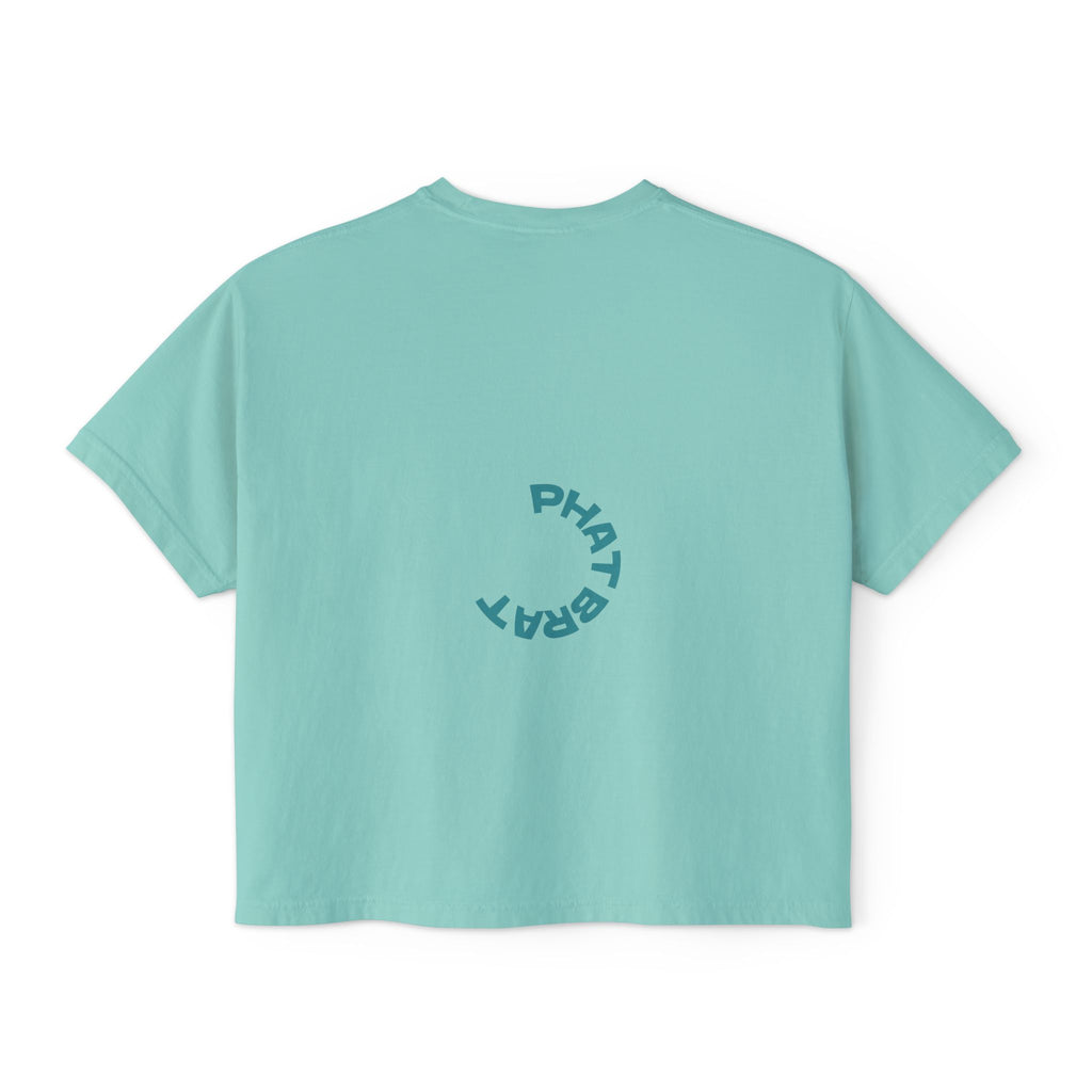Certified Phat Brat Women's Boxy Tee – Retro Circular Text Graphic
